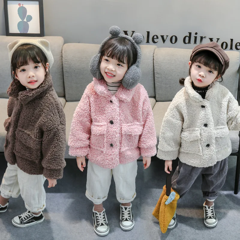 

Winter Autumn Fuzzy Thicken Plus Velvet Coats Baby Girls Boys Fleece Jackets Kids Toddler Outwear Children Clothes High Quality