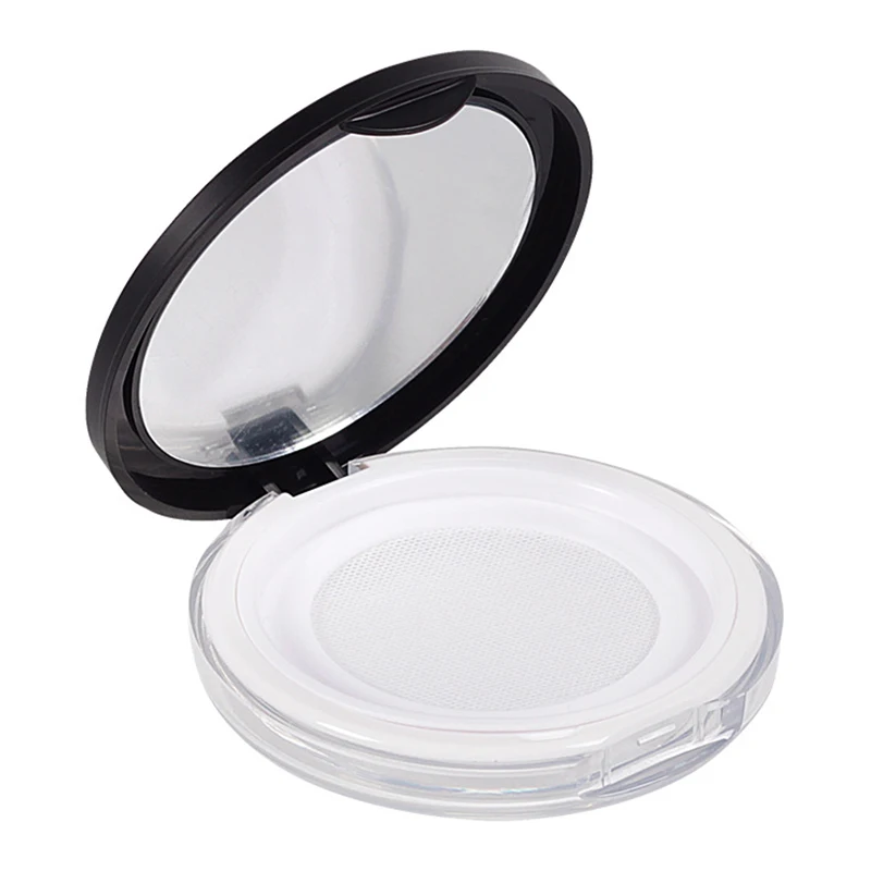 NewUltra-thin Portable Handheld Empty Loose Powder with Sieve Mirror and Powder Puff Travel Makeup Container Plastic Powder Box