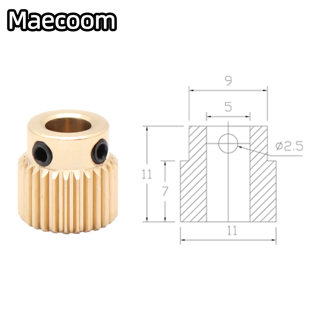 Engranaje de extrusión Mk7 MK8, rueda de engranaje de alimentación de latón de 26 y 40 dientes, para extrusora de impresora 3D Anet A8 Ender3 Cr10