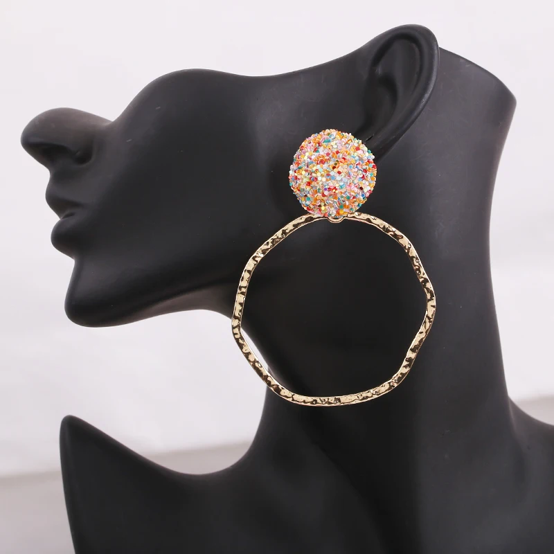 Aretes Earrings Vrouw New Statement Round Drop Earrings High Quality Rhinestones Jewelry Accessories For Women Gifts Wholesale