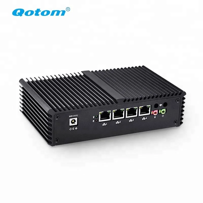 Qotom-Q335G4 industrial fanless mini pc barebone with dual core Core i3-5005u Ubuntu mini desktop PC HTPC with 4 LAN