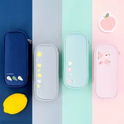 Creative fruit color canvas pencil case large capacity pen case school Pencil bag gifts kid stationery bag student cute pen bag