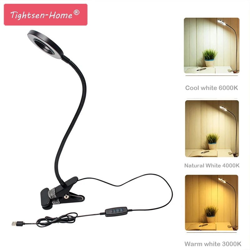 Portable Clip Table Desk Lamp USB Rechargeable Dimming Light Perfect for Night Reading Eyebrow Tattoo Nail Art Beauty Makeup