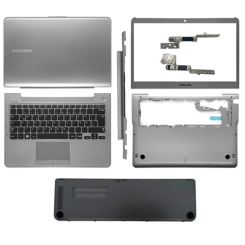 NEW For Samsung NP530U3C NP530U3B NP535U3C NP535U3B LCD Back Cover/Front Bezel/Hinges/Hinge Cover/Palmrest/Bottom Case Silver