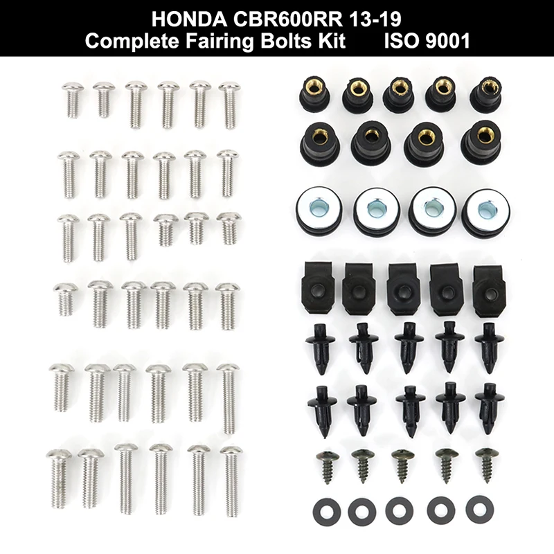 

Fit For Honda CBR600RR CBR 600RR 2013-2017 2018 2019 Complete Full Fairing Bolts Kit Screws Nuts Fairing Clips Stainless Steel
