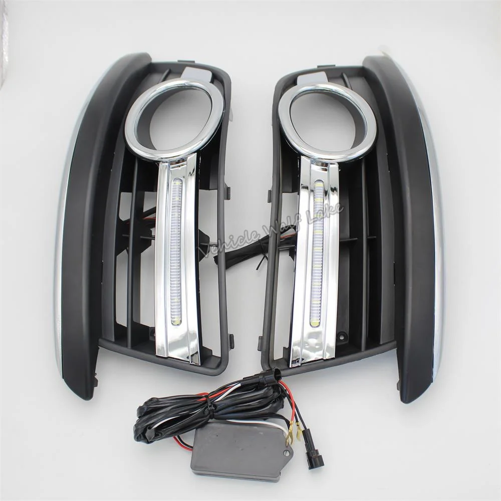 For VW Jetta 5 A5 Mk5 2006 2007 2008 2008 2010 2011 Front Fog Lamp Covers Bezel Led DRL Daytime Running Lights With Wire Harness