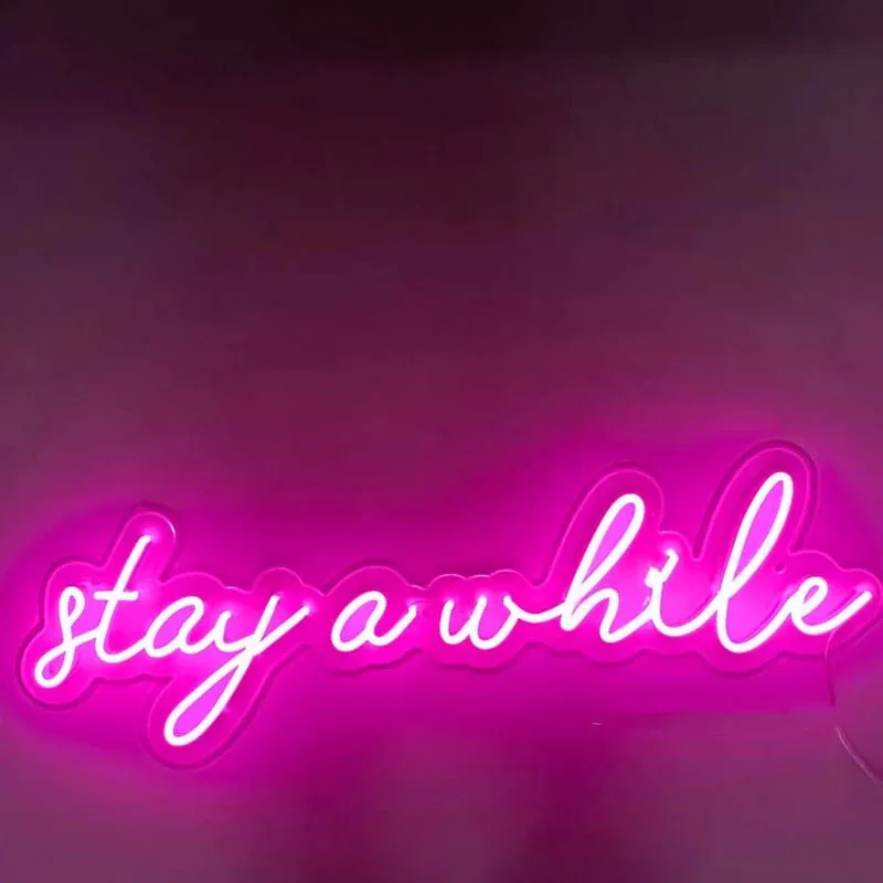 Custom Neon Sign Stay awhile Wedding Neon Sign Shower Sign Custom Party Birthday Wedding Neon Home Decor Bedroom Bar