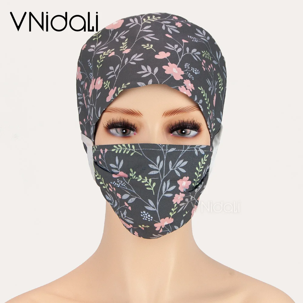 scrub hats nursing accessories Wholesale printing cotton elastic Dust scrubs caps Cappuccio chirurgico