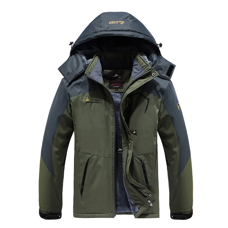 Winter Schnee jacke Männer dicke warme wind dichte wasserdichte Militär jacken Samt Outdoor Fleece Parkas Kapuzen mäntel plus Größe 8xl