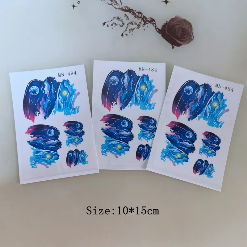 New Starry Sky Oil Painting Tattoo Stickers Small Fresh Art Waterproof Watercolor Tattoo Fake Tattoo Wrist Arm Temporary Tattoo