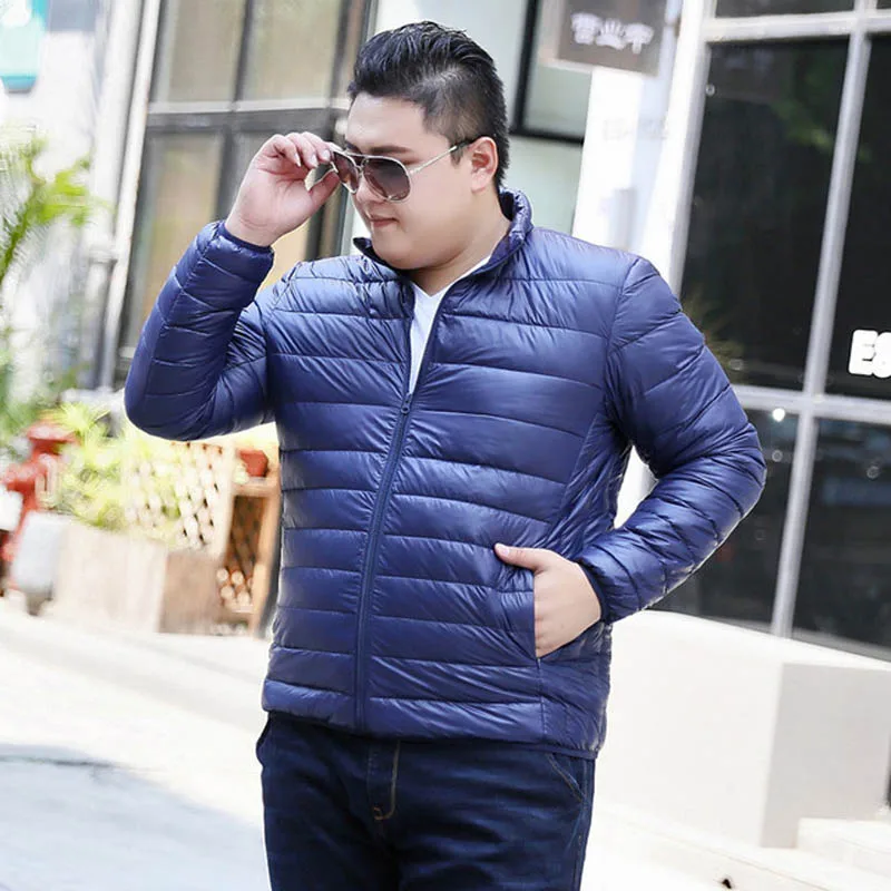 150Kg Plus size men lightweight winter padded jacket bust 155cm 6XL 7XL 8XL9XL 10XL loose long sleeve short jacket 4 colors