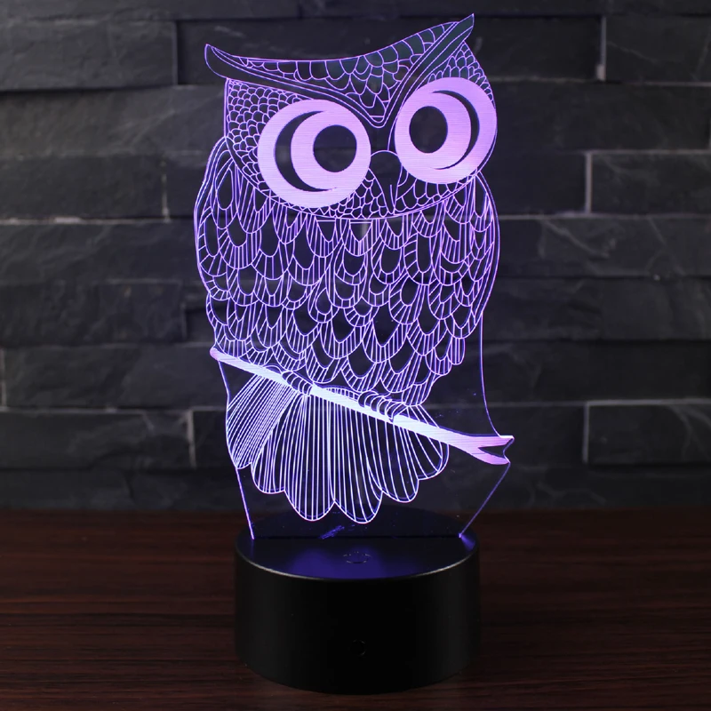 3D Illusion Table Lamp Owl Eagle Birds Pattern Bedroom Night Lamp Room Decor LED Night Lights Desk Lamp Holiday Birthday Gifts