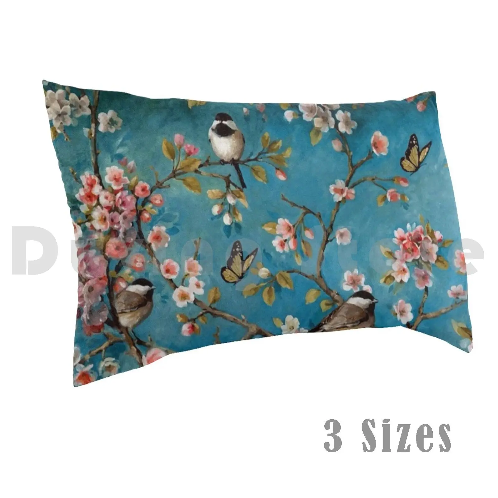 Birds & Cherry Blossom Flowers Pillow Case Printed 50x75 Blackrabbit33 Face Original Vintage Distressed