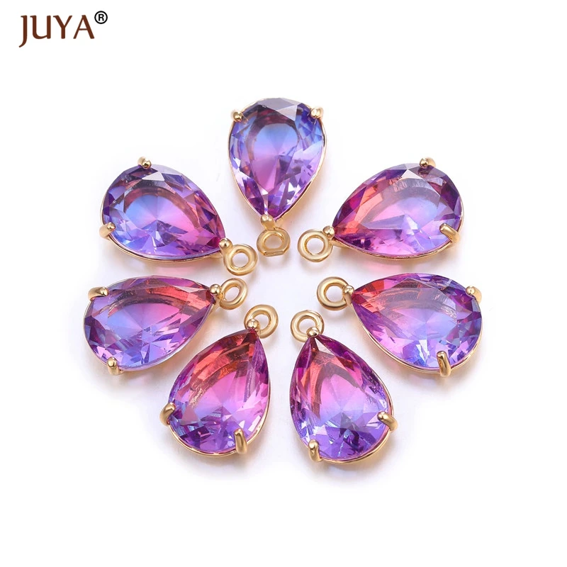 Juya Jewelry diy Accessories Zircon Crystal Charms Pendants for Earrings Necklace Making Supplies Women Jewelry Materials