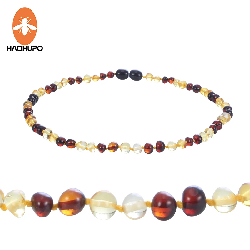 HAOHUPO 16 Colors Amber Teething Bracelet/Necklace for Baby Adult Lab Tested Authentic 8 Sizes Natural Amber Stone Women Jewelry