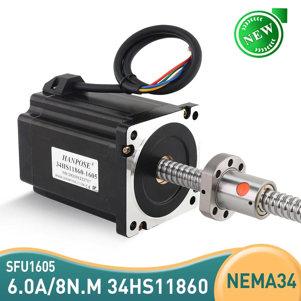 6.0A torque 8N.M 100MM 200mm 300mm ballscrew 34HS11860-SFU1605 ballscrew NEMA34 stepper motor for 3D Printer CNC milling machine