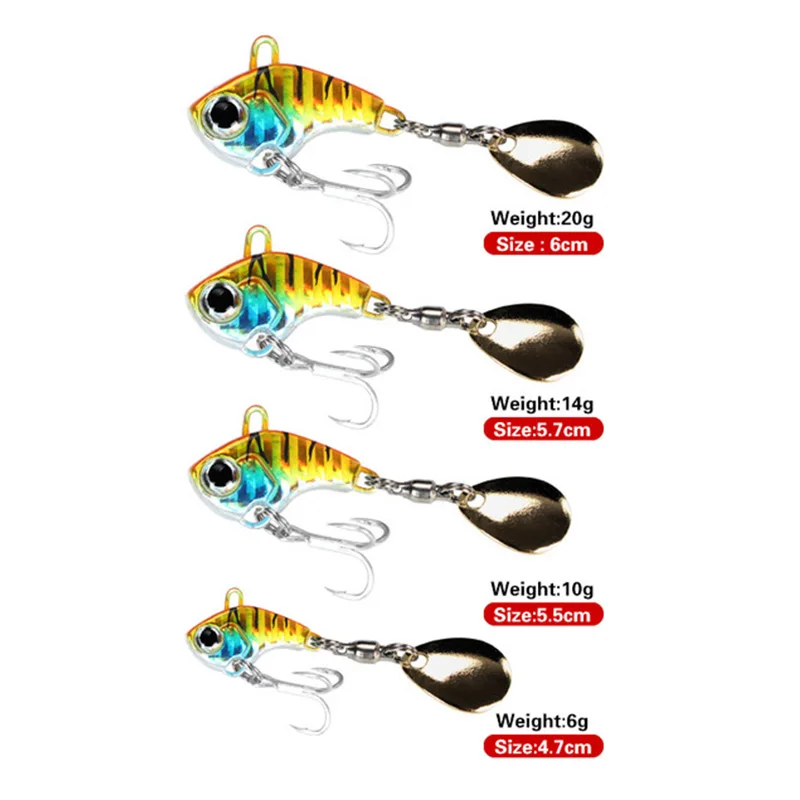 1Pcs Rotating Metal VIB vibration Bait Spinner Spoon Fishing Lures 6g 10g 20g Jigs Trout Winter Fishing Hard Baits Tackle Pesca