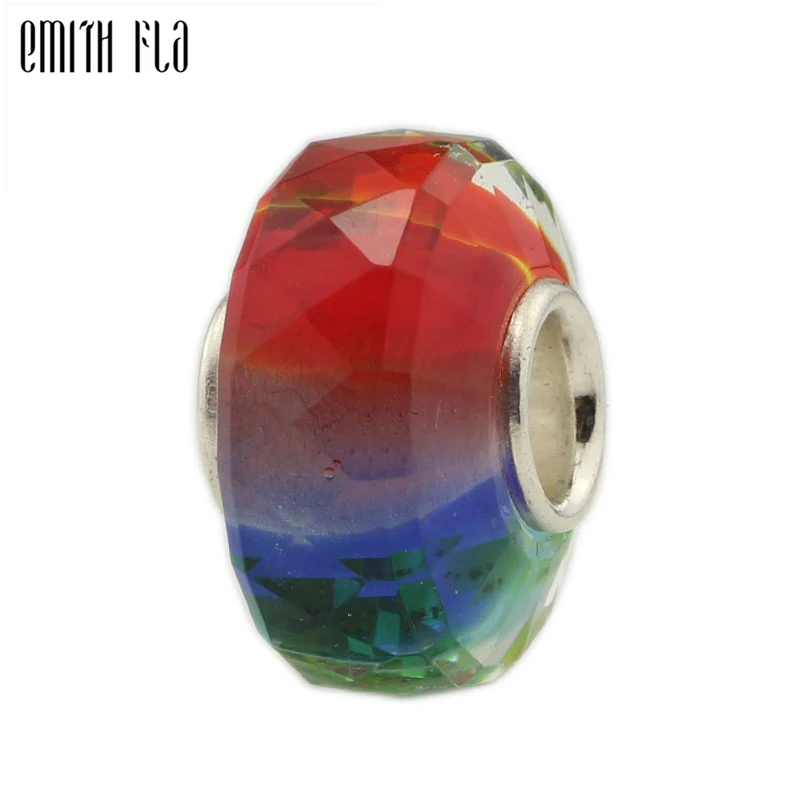 

Dropshiping Rainbow Color Bead Charms With Authentic 925 Sterling Silver Fit European Charm Bracelet Women Beads Silver Jewelry