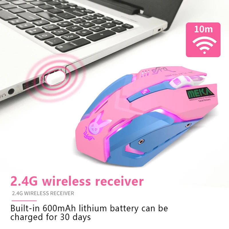 DB70 2020 新しい 2.4 グラム充電式ワイヤレスマウス LED バックライト付き、PC ラップトップマウス、さまざまなオプションのコンピュータアクセサリ