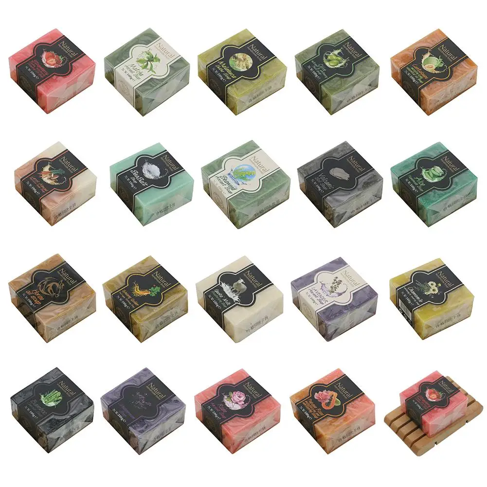 85g Natural Plant Extract Handmade Soap Bamboo Charcoal Oil Control Volcanic Mud Sea Salt Face Soap Bath Soap 19 Flavors