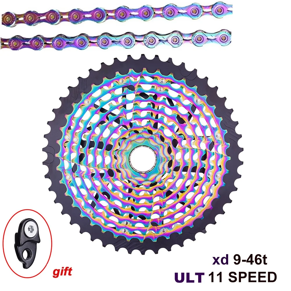 

MTB 11 Speed Groupset 9-46T ULT XD Colorful Cassette Bicycle Freewheel and SX11EL Rainbow Chain 11v Bike Group Set Bike Parts