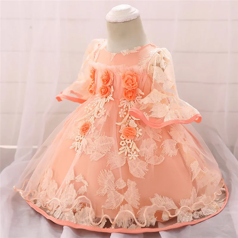 2020 Flower Girls Dresses 보석 긴 소매 레이스 아플리케 소녀 미인 대회 가운 맞춤 제작 바닥 길이 첫 성찬식 복장