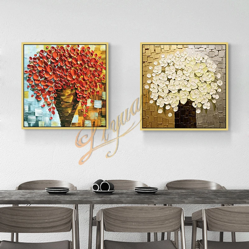 

Hand Painted Oil Painting Modern Abstract Oil Painting Reprodcution Knife Flowers Heart Picture Home Decoration Unframed