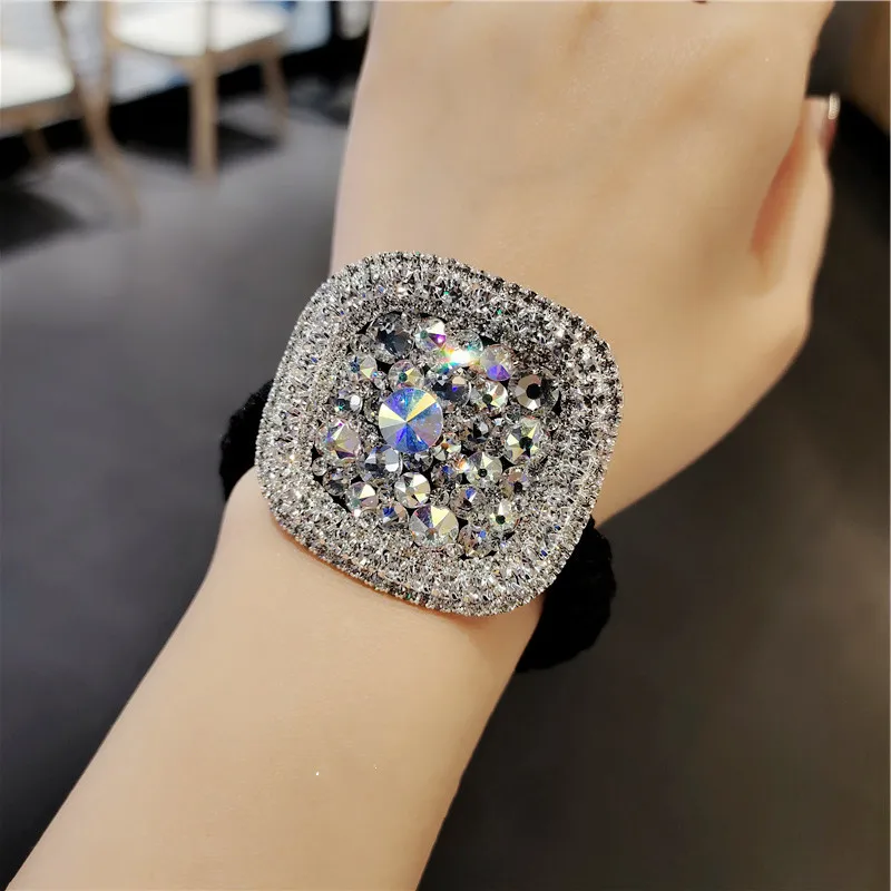 Błyszczące kryształowe Rhinestone grube włosy koło gumka do włosów diamentowa słodka głowa lina wysoka elastyczna gumka stroik do włosów akcesoria