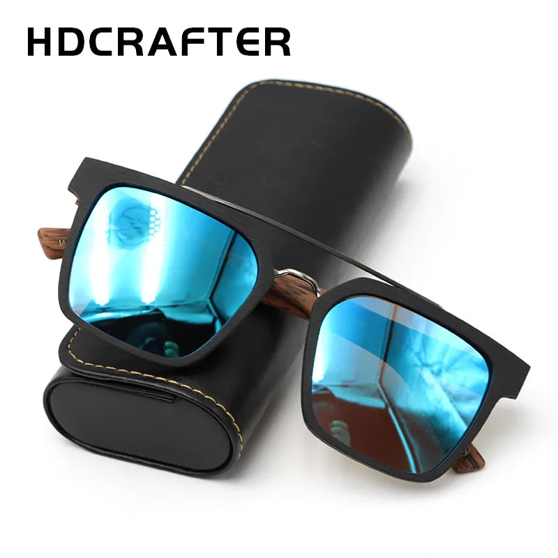 

HDCRAFTER Men's Driving Glasses Wooden Sunglasses Men Polarized Fashion Oversized Sun Glasses Wood Oculos de sol UV400