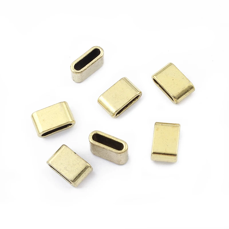 20pcs Tibetan Silver/Bronze 10x2mm Flat Slider Spacer For 5mm 10mm Flat Leather Cord Bracelet Jewelry Findings Accessories