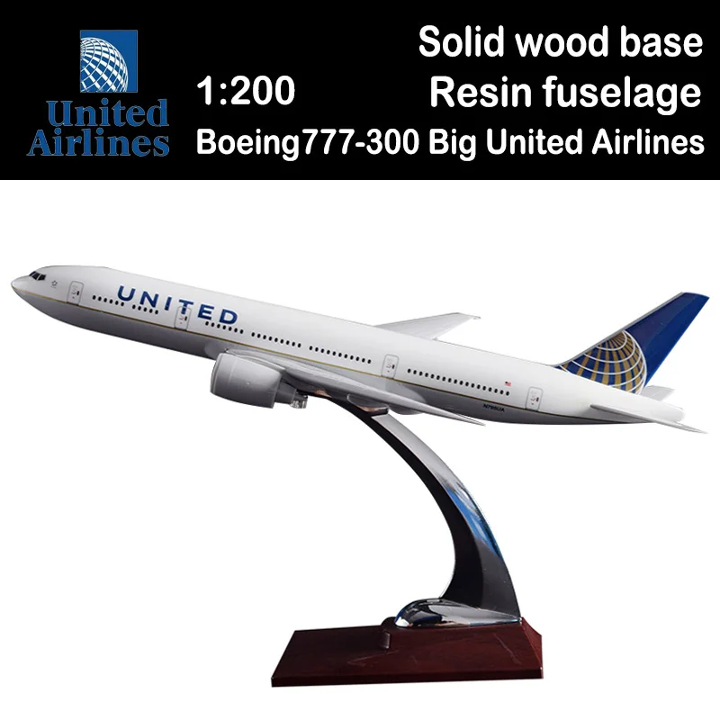

1/200 Boeing777-300 Big United Airlines Airplane Model Toys Aircraft Diecast Plastic Plane Gifts for Adult Boys Airliner Display