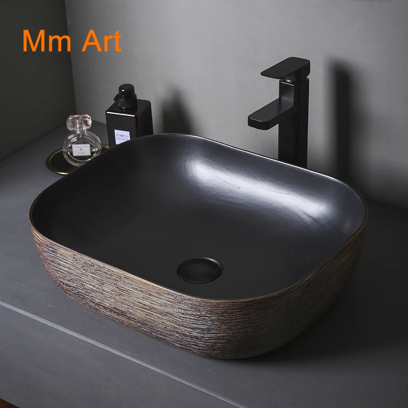 

Ceramic washbasin square table basin single basin retro washbasin toilet table basin European balcony pool household