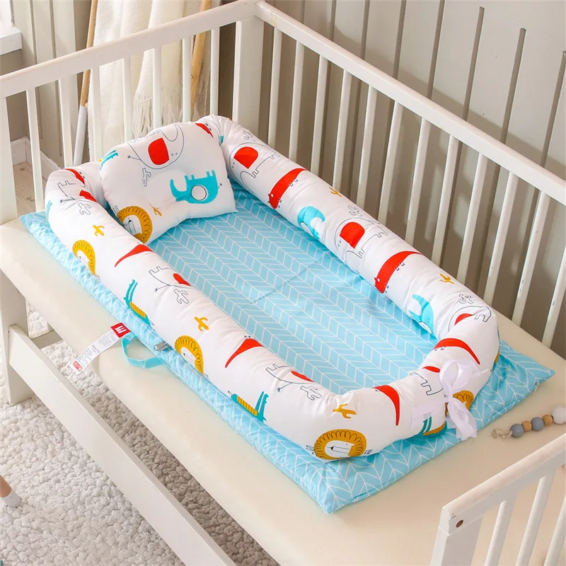 QWZ New Portable Baby Bionic Bed Cotton Cradle Baby Bassinet Bumper Folding Sleep Nest for Toddler Newborn Play Mat Travel Bed