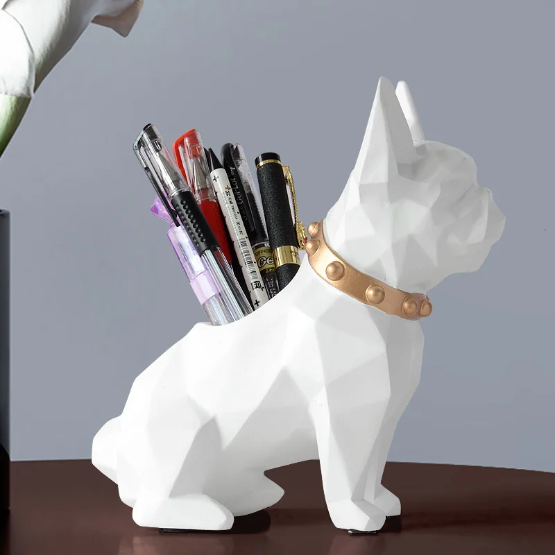 

Dog Resin Figurine Pen holds desk organizes office accessories Storage desk pencil pot holder for desk pen craft gift