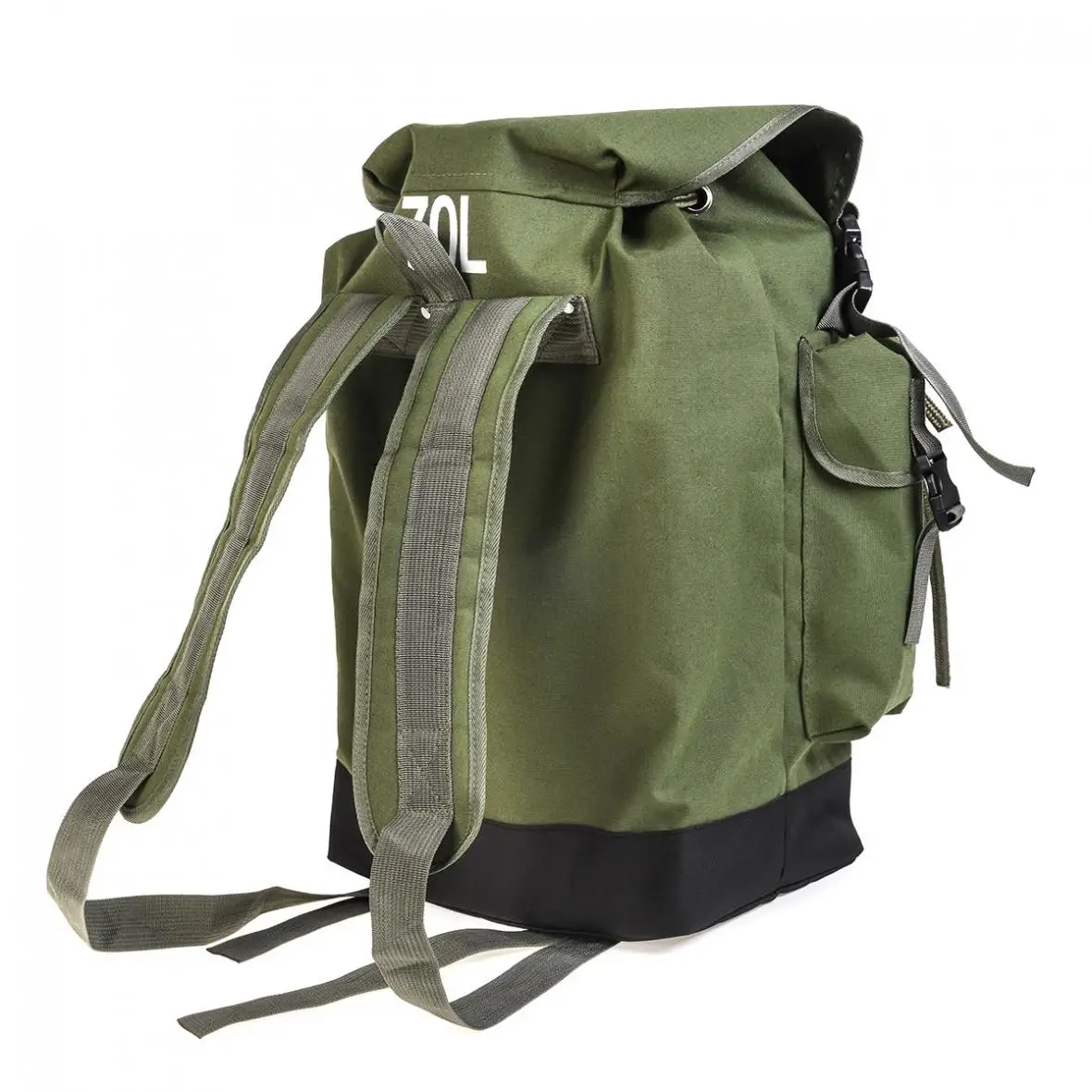 70L Large Capacity Multifunctional Army Green Canvas Carp Fishing Bag Fishing Tackle Backpack Serviceable Wear-resistant to Use