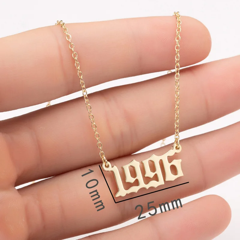 Stainless Steel Punk Personality Gold Color 1983 1989 1994 2004 Necklaces Special Design Year Number Necklace for Women Collar image 2