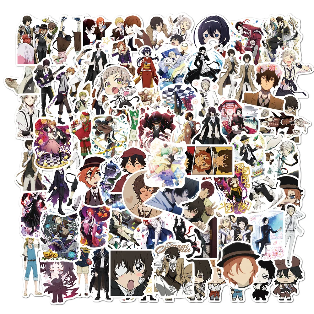 Pegatinas de Anime Bungou Stray Dogs para niños, calcomanía japonesa para portátil, monopatín, Maleta, equipaje, dibujos animados, regalos, juguetes, 10, 30, 50 piezas