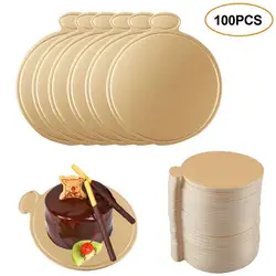 100pcs/pack Cake Cardboard Mini Cake Boards Cupcake Dessert Tray Multi Shape Paper Golden Base Cake Pastry Decorative Kit Party