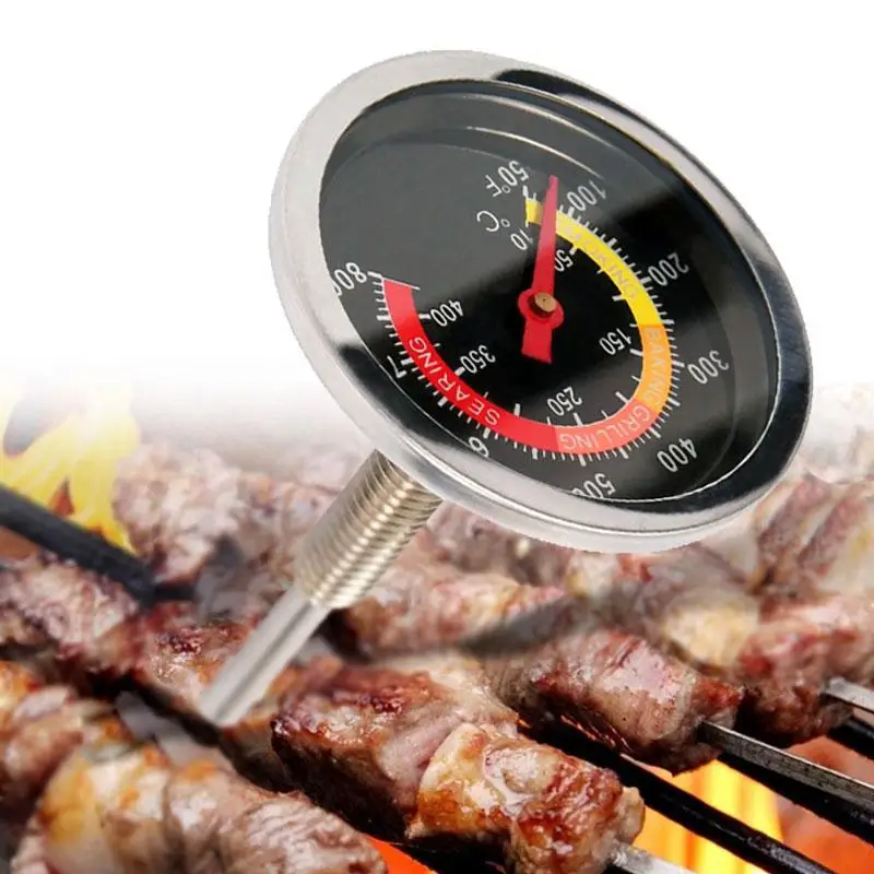 50-800 Celsius Steel BBQ Smoker Grill Thermometer Gauge Temperature Thermomer Barbecue Kitchen Bakeware H0P2