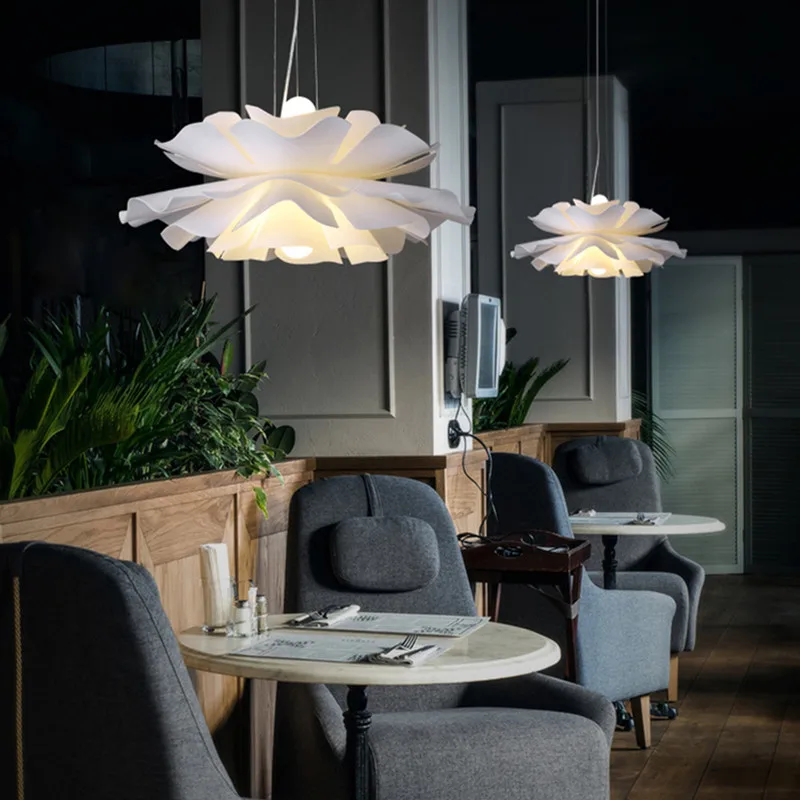 Lampa wisząca w stylu skandynawskim włochy kwiat minimalistyczna lekka romantyczna dekoracja sypialni E27 do jadalni restauracja biała wisząca lampa