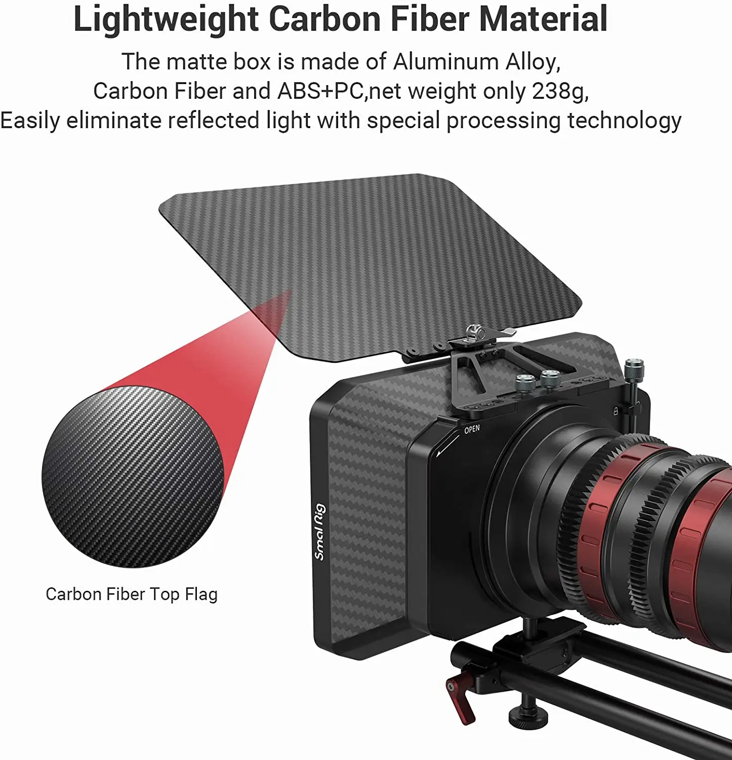SmallRig Camera Lightweight Clamp-On Matte Box with Carbon Fiber Top Flag Accessories 2660