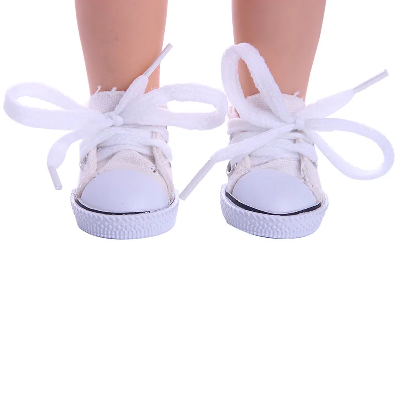 Doll Shoes 5 Cm Lace-Up Canvas Shoes For 14.5 Inch American Doll&BJD EXO Doll,Paola Renio Doll Accessories Girl`s Toy Russia DIY