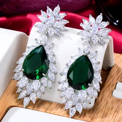 GODKI Fashion street style Leaves Drop Earrings For Women Wedding Party Cubic Zircon Dubai Bridal Earring boucle d'oreille