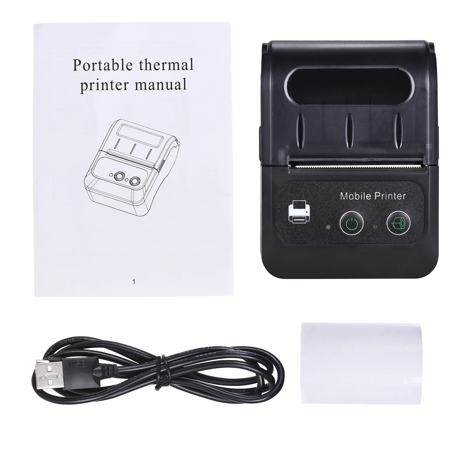 2 Inch Thermal Printer ESC/POS Command 80mm/s High Printing Speed Compatible Android iOS Wireless Mini Printer