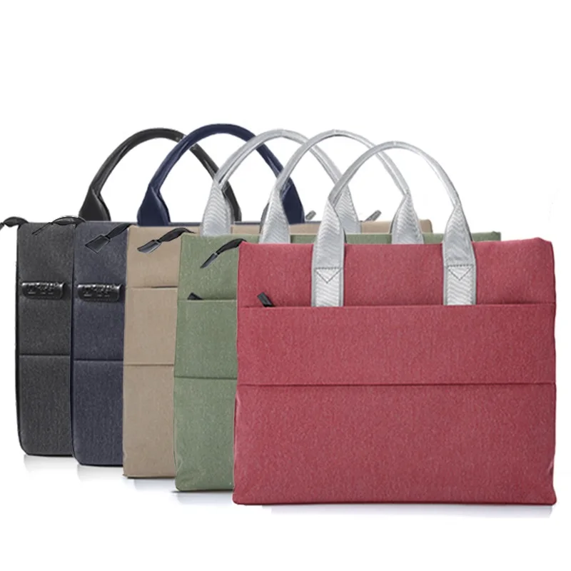 Portable file bag A4 women bag Fashion handbag cotton briefcase Male female business office meeting bag custom promotional