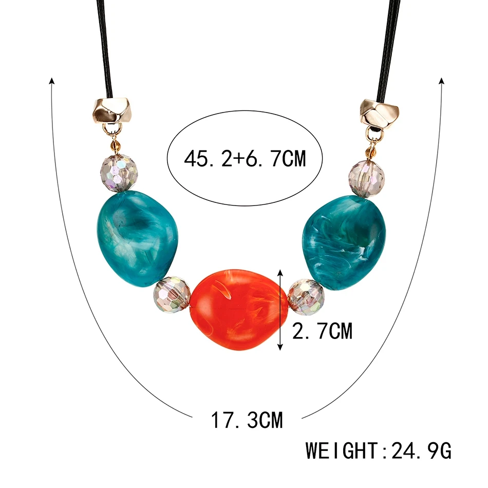 Women\'s Candy Color Necklace for Women Crystal Necklaces & Pendants Acrylic Statement Necklace New Fashion Jewelry Gifts NR093