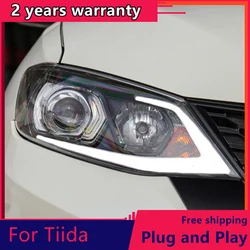 KOWELL  Car Styling for Nissan Tiida headlights 2016 2017 Tiida led headlight Head Lamp led drl projector headlight H7 hid