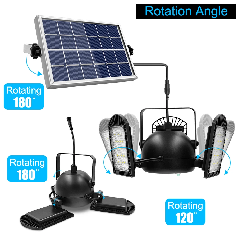 Lámpara Solar con 3 cabezales, luz ajustable con Control remoto, temporizador 2/4/6, impermeable, para exteriores, jardín, 60 led, novedad