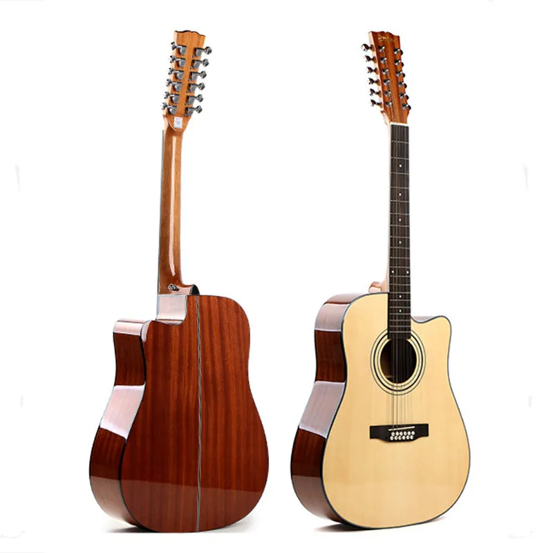 12 String  Acoustic Guitar Electric Balladry Folk Pop Flattop 41 Inch Picea Asperata Guitarra Light Cutaway Electro