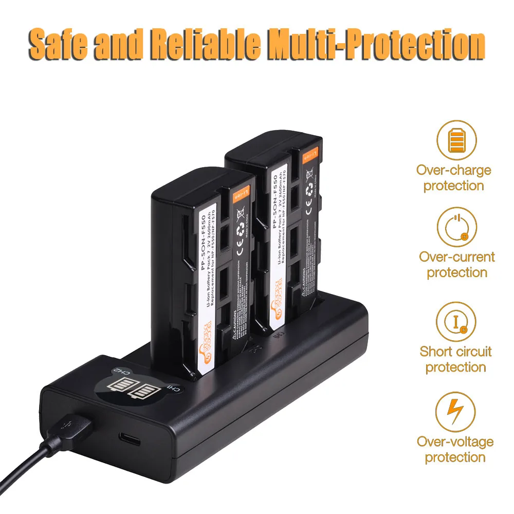 NP F NP-F550 аккумулятор + двойное зарядное устройство для карманной кинокамеры Blackmagic 6K Pro Sony F570 F530